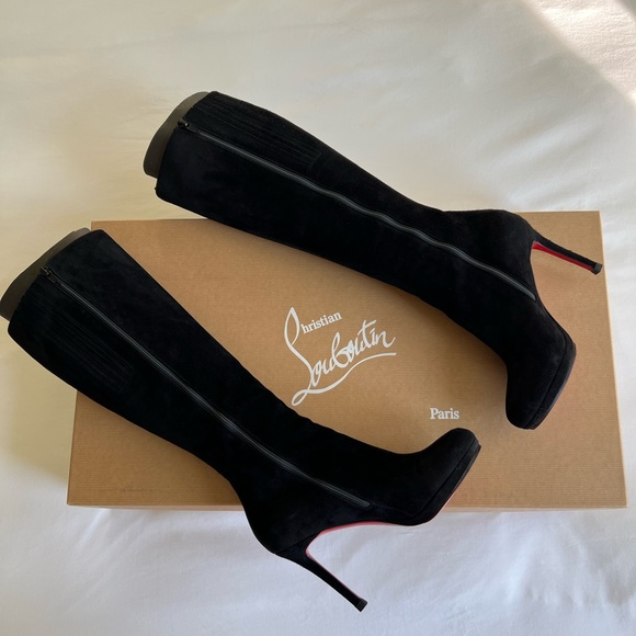Christian Louboutin Suede Tall Boots 37 100mm - Picture 3 of 6